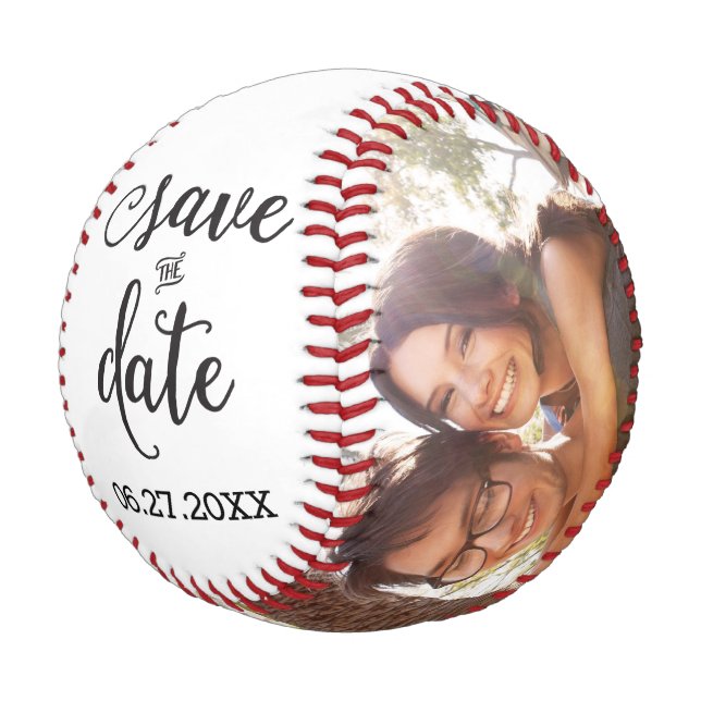 Photo Save the Date Editable Baseball (Angled)