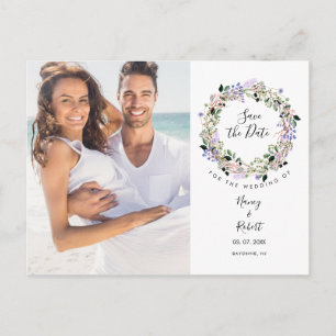 Photo Save the Date Elegant Chic Lavender Floral Postcard