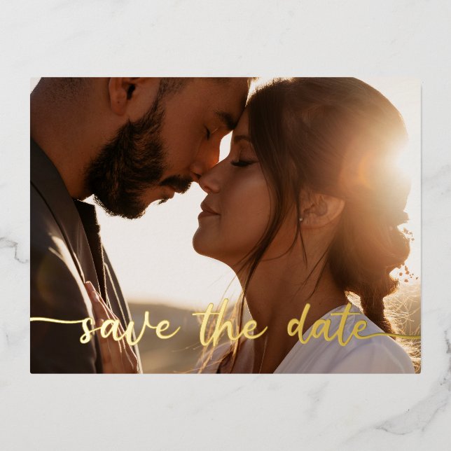 Photo Save the Date Foil Postcard - Terracotta (Front)