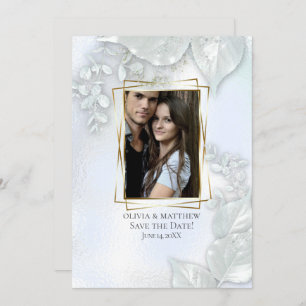 PHOTO SAVE THE DATE Icy Blue Shimmer Invitation