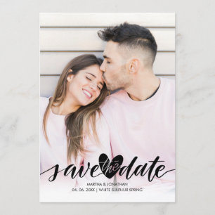 Photo Save the Date Love Heart Confetti Script Invitation