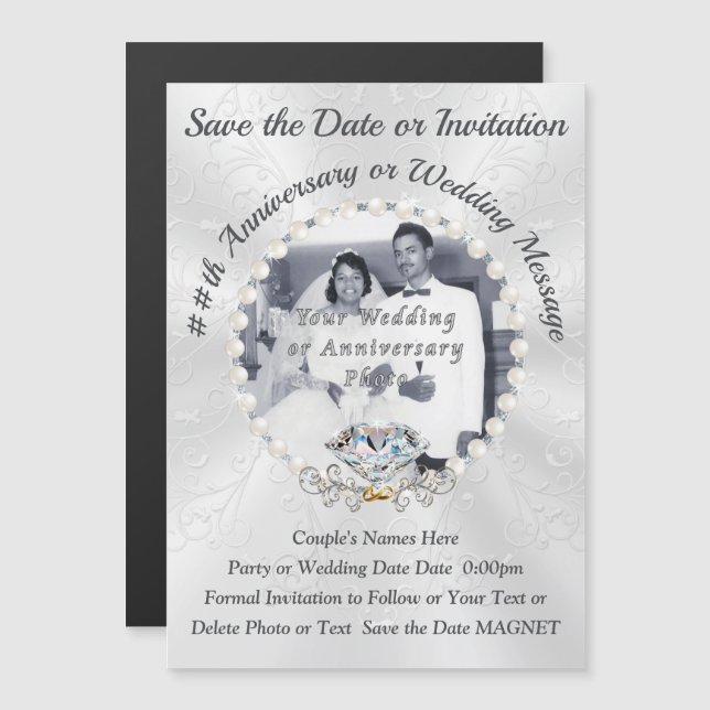 Photo Save the Date Magnets WEDDING or ANNIVERSARY (Front/Back)