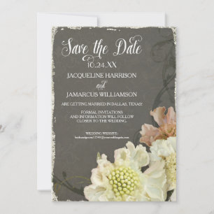 Photo Save the Date Modern Painterly Flowers Art Invitation