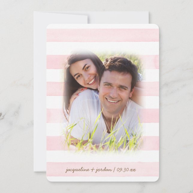 Photo Save the Date Modern Watercolor Floral Invitation (Back)