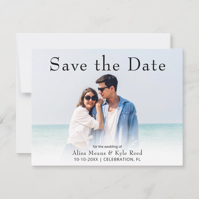 Photo Save the Date Modern Wedding Card (Front)