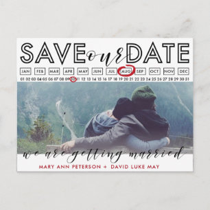 Photo Save the Date Photo postcard with calendar