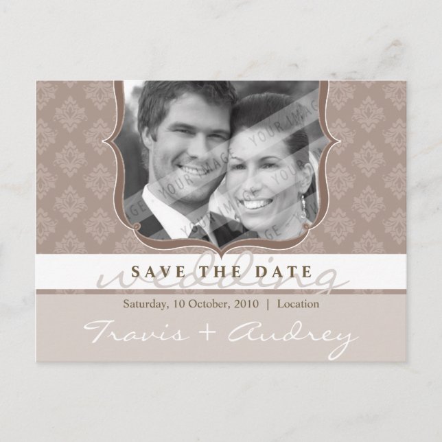 PHOTO SAVE THE DATE :: pictureframe elegance 4 Announcement Postcard (Front)