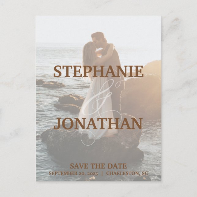 Photo Save The Date Postcards with Large Names (Front)