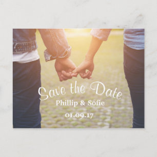 Photo Save the Date Rustic Postcard -Holding Hands