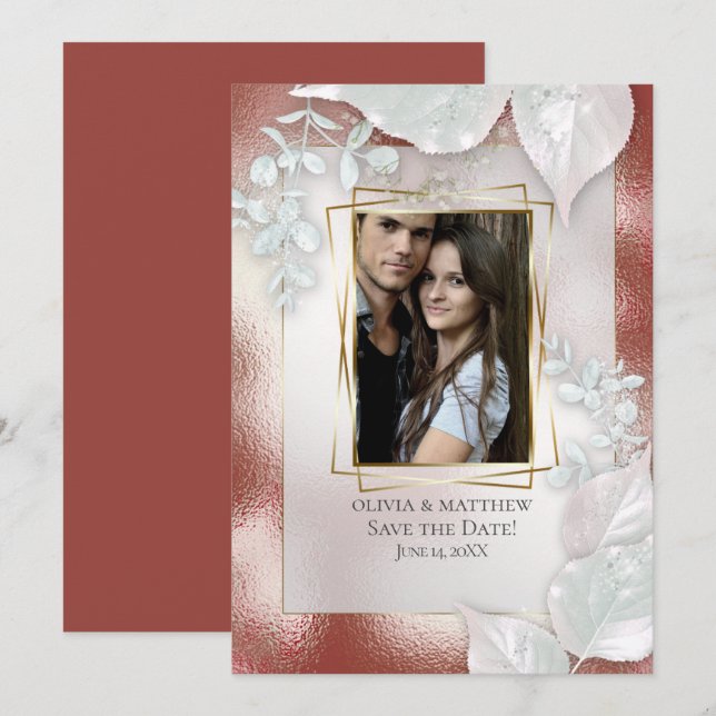 PHOTO SAVE THE DATE |  Terracotta Shimmer Invitation (Front/Back)