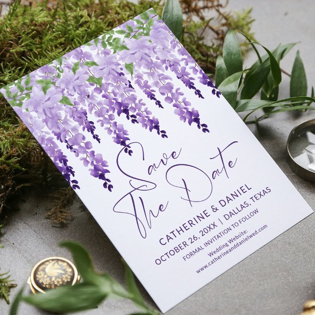 Photo Save The Date Watercolor Wisteria Wedding (Creator Uploaded)