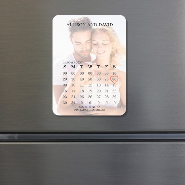 Photo Save the Date Wedding Calendar Magnet (Elegant calendar wedding save the date magnet)