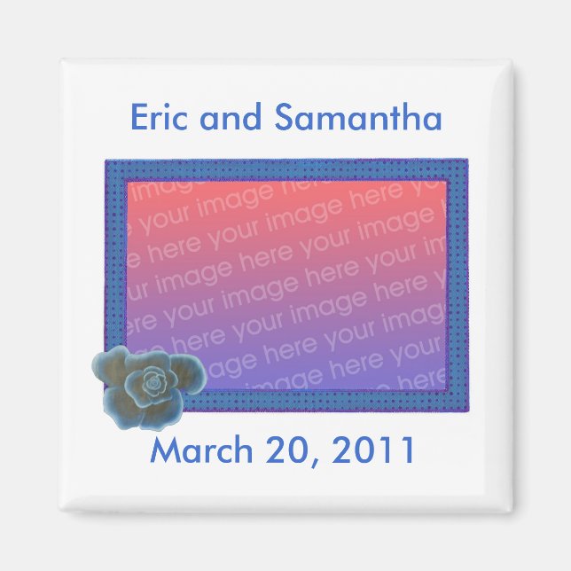 Photo Save the date wedding magnets, blue rose Magnet (Front)