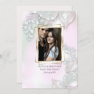 PHOTO SAVE THE DATE Wispy Pink Shimmer Invitation
