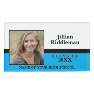 Photo School Reunion - Baby Blue, Black and White  Name Tag
