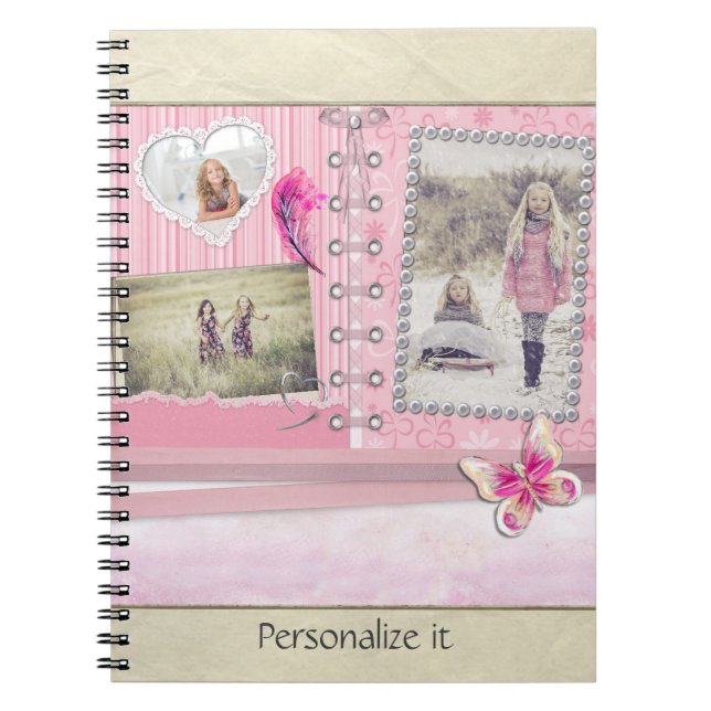 Photo Scrapbook Page Shades of Pink Notebook (Front)
