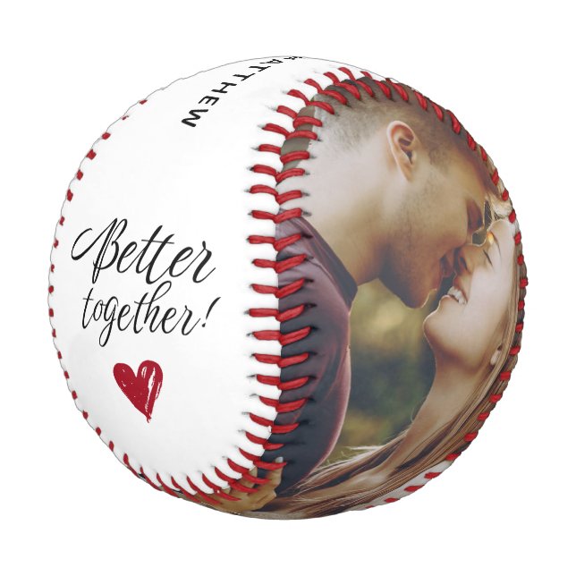 Photo Script Better Together Couples Custom Baseball (Angled)