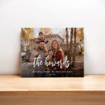 Photo Script Calligraphy Family Jigsaw Puzzle<br><div class="desc">Photo and last name’s in modern script.</div>