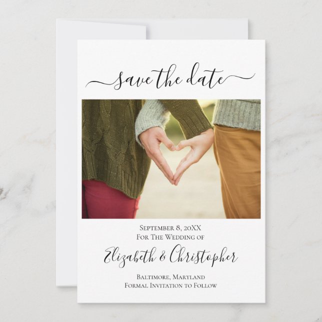 Photo Script Calligraphy Trendy  Save The Date (Front)