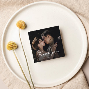 Photo Script Hand-Lettered Wedding Thank You Card
