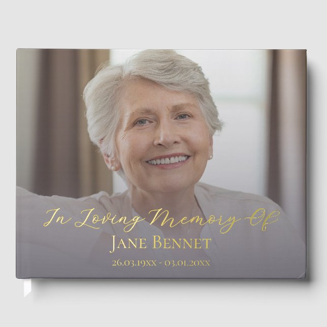 Photo Script In Loving Memory Memorial  Guest Book (Front)