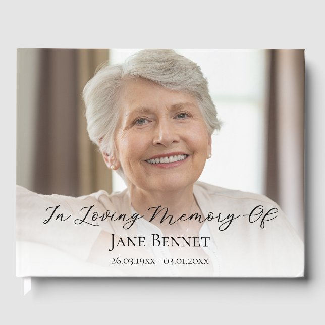 Photo Script In Loving Memory Memorial  Guest Book (Front)