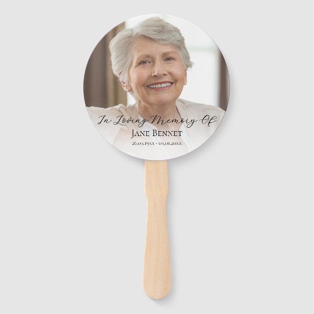 Photo Script In Loving Memory Memorial  Hand Fan (Back)
