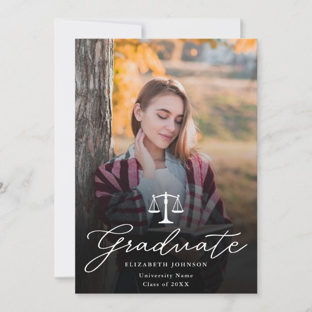 Photo Script Law School Graduation Announcement (Front)