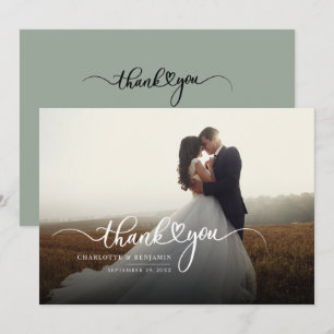 Photo Script Modern Wedding Thank You Card