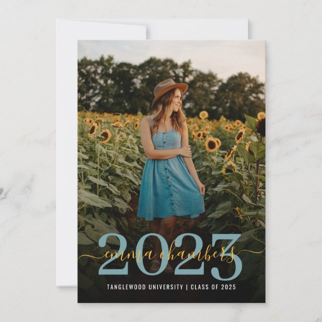 Photo Script Overlay Sunflowers Graduation Party  Invitation (Front)