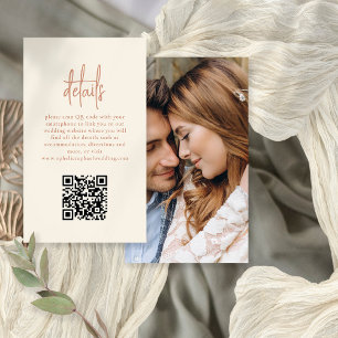 Photo Script QR Terracotta Cream Wedding Details Enclosure Card