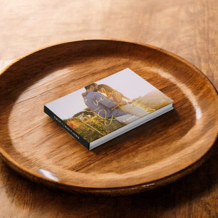 Photo Script Signature Elegant Black Wedding Guest Book