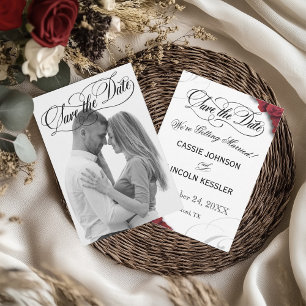 Photo Script Typography Red Roses  Save The Date