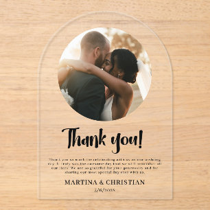 Photo Script Wedding Thank you Arch Acrylic Invitations