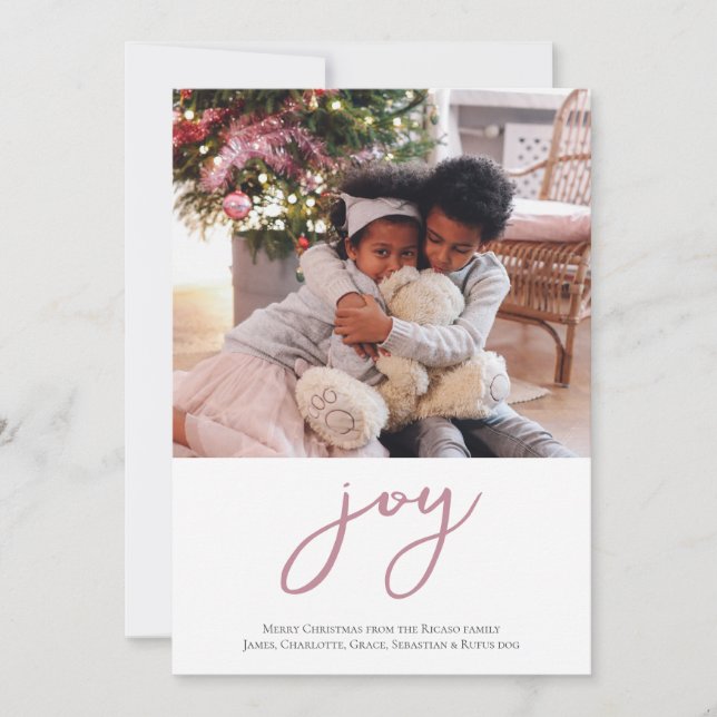 Photo Seasons Greetings Joy Holiday Card (Front)