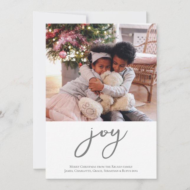 Photo Seasons Greetings Joy Holiday Card (Front)