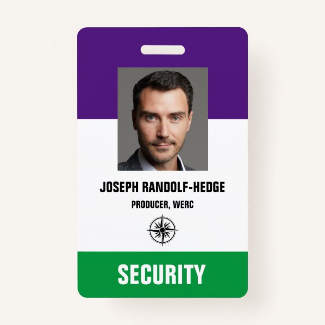 PHOTO SECURITY PASS - Photo I.D. Badge ID Badge (Front)