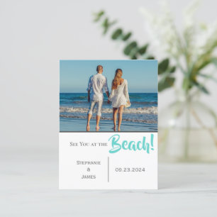 Photo See You at the Beach Script Save the Date Announcement Postcard