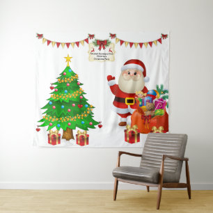 Photo Selfie Backdrop Christmas Personalise Text Tapestry