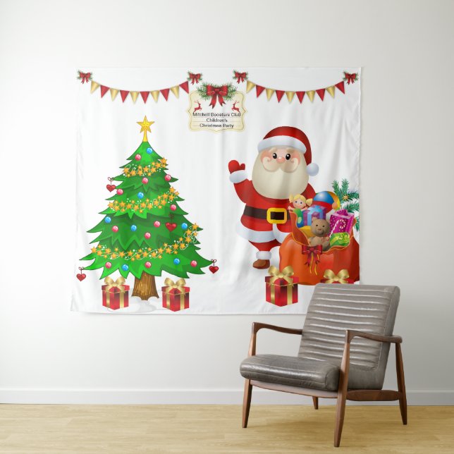 Photo Selfie Backdrop Christmas Personalise Text Tapestry (In Situ (Horizontal))