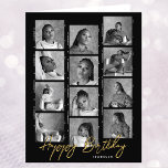 Photo Sequence Big Birthday Collage 8.5" x 11" Card<br><div class="desc">Say "Happy Birthday" with this retro photo birthday card! It is styled as a film photography 'contact sheet' and contains 12 of your own photos and one big photo inside. The small text on the 'contact sheet' is personalised with the birthday age and year, along with the recipient's name at...</div>