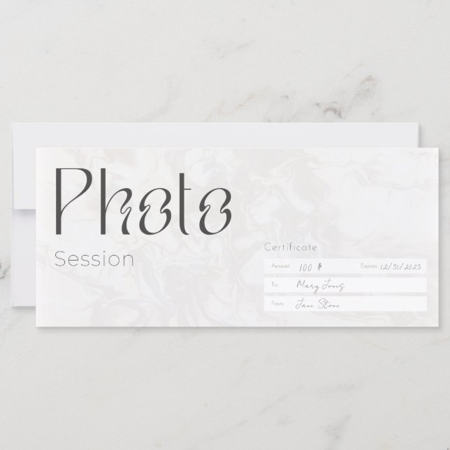 Photo session, Minimaistic photo shoot gift card,  (Front)