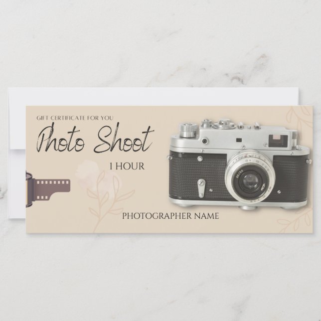 Photo session, photo shoot biege gift card,  (Front)