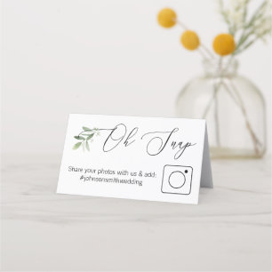 Photo Share Folded table card #hashtag greenery