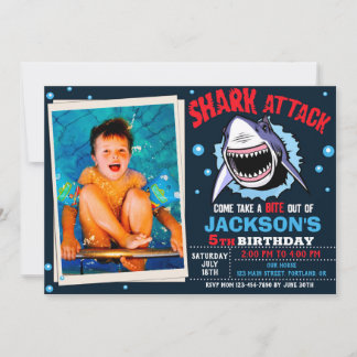 Photo Shark Birthday Invitation Shark Attack party
