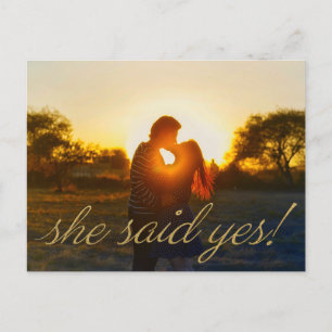 Photo "she said yes" Wedding Save the Date Postcard
