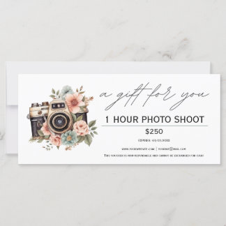 Photo shoot session voucher gift certificate