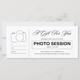 Photo shoot session voucher gift certificate