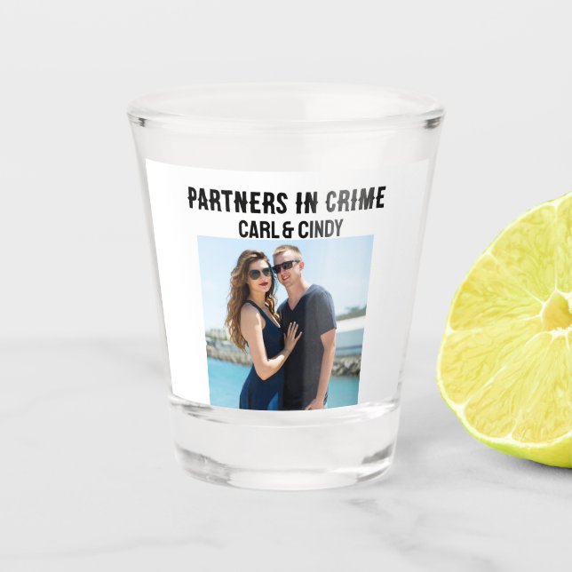 PHOTO SHOT GLASSES PARTNERS IN CRIME FUNNY (Front)