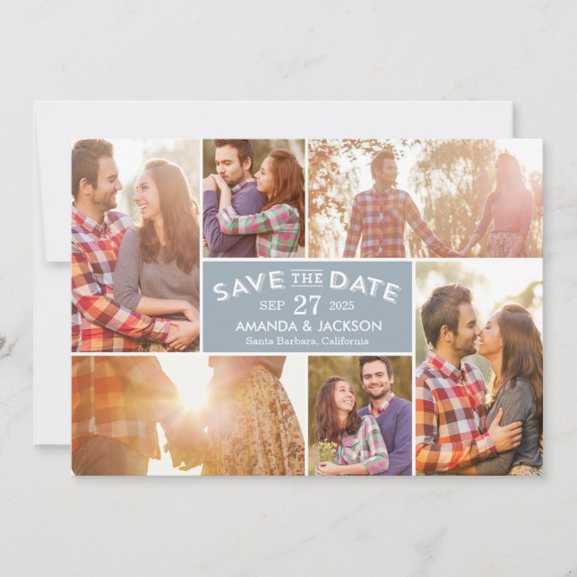Photo Showcase Editable Colour Save The Date Card (Front)